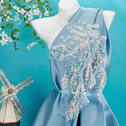 1 шт. полиэстер с вышитыми стеклянными украшениями DIY-PH0031-82A