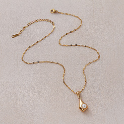 Colliers vintage européens avec pendentif en forme de larme en acier inoxydable 304 et imitation perle&nbsp;ZN0215