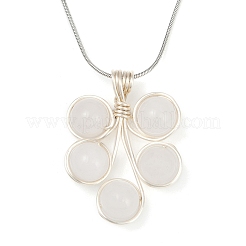 Ожерелья с подвесками из натурального белого нефрита в виде листовой медной проволоки&nbsp;NJEW-JN05218-01