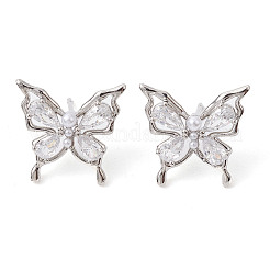 Schmetterling-Ohrstecker aus Messing&nbsp;EJEW-M245-07P