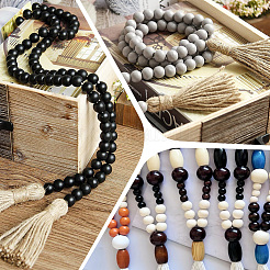 250 pieza de cuentas redondas de madera de schima natural pintadas con aerosol de 5 colores&nbsp;WOOD-PA0001-74