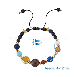 7 chakra nove braccialetti con perline intrecciate di pianeti&nbsp;BJEW-TAC0001-01