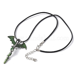 Ожерелья с подвеской в виде меча из сплава и эмали в виде дракона&nbsp;NJEW-V005-02P-01