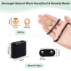 1 нить прямоугольных бусин из натурального черного оникса (окрашенных и нагретых)&nbsp;G-NB0005-54B