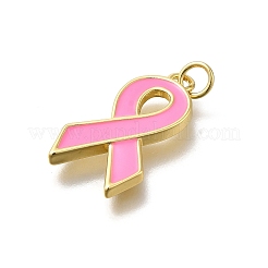 Октябрь рак груди розовая лента осведомленности латунные эмалевые подвески&nbsp;KK-S517-04F-G