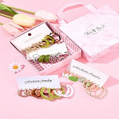 5 комплект из 5-х цветных комплектов серег-колец из сплава EJEW-FS0001-23A