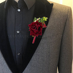 Dasilk 2pcs broche en soie fleur rose avec plastique&nbsp;AJEW-CP0001-64