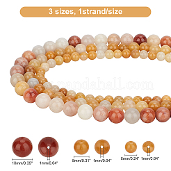 3 brin de perles de jade topaze naturelle de 3 tailles&nbsp;G-CA0001-17