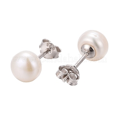 Orecchini a bottone con sfere di perle anti-ossidazione&nbsp;EJEW-Q701-01A