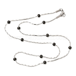 Chaîne Boston en acier inoxydable 304 avec colliers de perles rondelles&nbsp;NJEW-K305-03P
