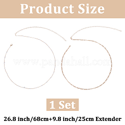 2 pièces 2 styles de chaînes figaro en fer et ceintures à chaîne gourmette&nbsp;IFIN-WH20816-001G