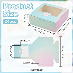 24 шт. красочные упаковочные коробки из крафт-бумаги для выпечки&nbsp;CON-PH0003-32A
