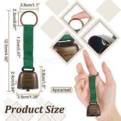 4 шт. 4-х цветные железные колокольчики в виде медведя с брелоком из тесьмы&nbsp;KEYC-NB0001-73