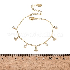 Bracelets pour femmes en acier inoxydable 304 sertis de zirconiums cubiques transparents en forme de triangle&nbsp;BJEW-C151-03G