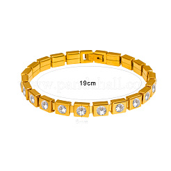 Armbänder aus Edelstahl 304 mit quadratischen Gliederketten und klaren Zirkonia im Pavé-Stil für Damen&nbsp;WGCBB99-01