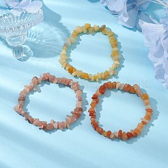 3 Uds. Conjuntos de pulseras elásticas con cuentas de Aventurina roja natural&nbsp;BJEW-JB10867