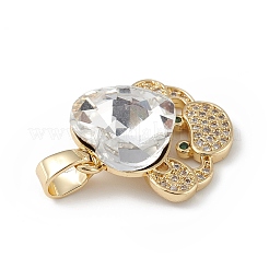 Porte micro ouvrent pendentifs zircone cubique en laiton de placage&nbsp;KK-C015-01G-01