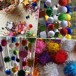 32 pompon en fausse fourrure douce à paillettes&nbsp;DIY-SC0033-96B