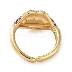 Anelli a polsino aperti in ottone placcato a cremagliera con micro pavé di zirconi cubici&nbsp;RJEW-K266-01G-02