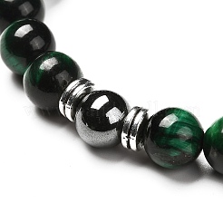 Set di bracciali elasticizzati con perline naturali occhio di tigre (tinte).&nbsp;BJEW-JB06653-03