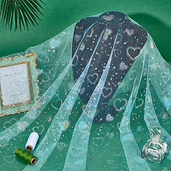 Полиэстеровая сетчатая ткань с рисунком в виде сердца&nbsp;DIY-WH0591-146B