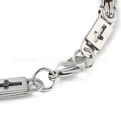 Placcatura sotto vuoto pvd 201 acciaio inossidabile rettangolo con catena a maglie incrociate collana e braccialetti set&nbsp;SJEW-G083-19GP