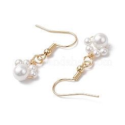 Orecchini pendenti con perle di conchiglia rotonde&nbsp;EJEW-JE06318-03