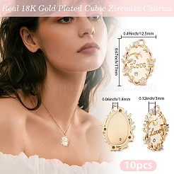 10 pendentif en laiton micro pavé de zircones cubiques transparentes pour la Saint-Valentin&nbsp;KK-BBC0023-75