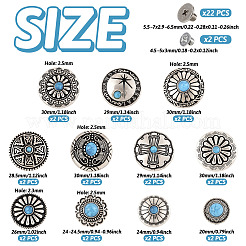 11 style plat rond alliage émail pièce rivets à visser&nbsp;FIND-TA0003-97