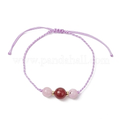 Браслеты из круглых бусин из натурального кварца и сердолика&nbsp;BJEW-JB11990