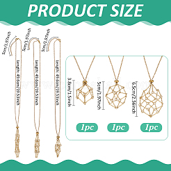 3 Stück 3 Stile Edelstahl Makramee Beutel Anhänger Kabel Kette Halskette machen&nbsp;NJEW-BC0001-14G