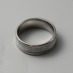 Anello in acciaio inossidabile 201 testurizzato&nbsp;RJEW-WH0017-05P