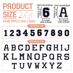 36 pz 2 set 2 stili lettere a~z e numero 0~9 set di toppe da cucire ricamate in poliestere&nbsp;PATC-TA0001-55G