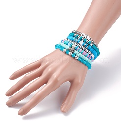 Set di bracciali elastici fatti a mano in argilla polimerica con perline heishi&nbsp;BJEW-JB07390