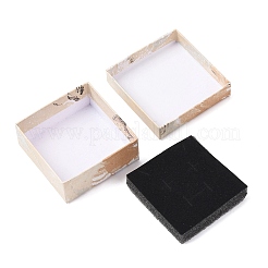 Boîtes à bijoux carrées en carton imprimées de peinture à l'huile florale&nbsp;CBOX-A010-01A-07