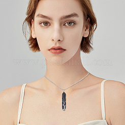 1 colgante de macramé con forma de bala de ágata negra natural&nbsp;NJEW-PA0001-01E