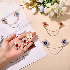 4 шт. 4 стиля броши-булавки для воротника из цинкового сплава со стразами&nbsp;JEWB-ME0001-06