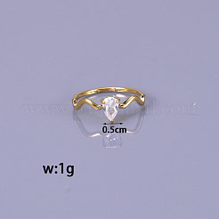 Кольца-капли из нержавеющей стали 304 с прозрачным кубическим цирконием для женщин&nbsp;FS-WG6614B-03