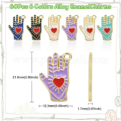 60шт 6 цвета сплава эмалевые подвески&nbsp;ENAM-CJ0003-82
