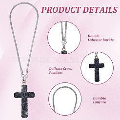 Colliers à chaîne en alliage avec pendentif croix en strass et argile polymère&nbsp;NJEW-CN0001-16A