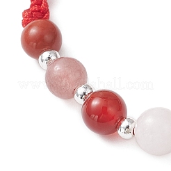 Женские плетеные браслеты из круглых бусин из натурального белого лунного камня&nbsp;BJEW-JB12917-07