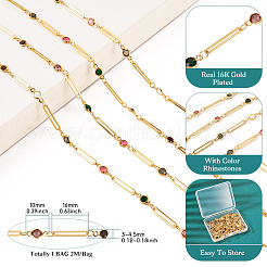 1 пакет настоящих цепочек из латунных звеньев овальной и плоской круглой формы с покрытием из 16-каратного золота&nbsp;CHC-TA0001-22