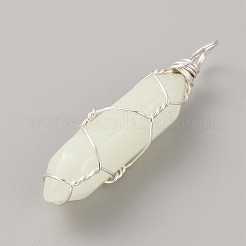 Подвески из синтетического светящегося камня с двумя наконечниками&nbsp;G-WH031-05P-08