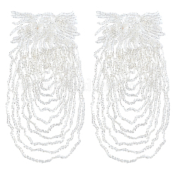 Parches de tela para coser con bordado de flores de plástico&nbsp;PATC-WH0008-252