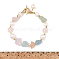 Bracelets en perles de quartz rose naturel brut et de morganite pour femmes&nbsp;BJEW-JB14295
