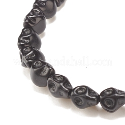 Braccialetto elasticizzato con teschio sintetico turchese (tinto).&nbsp;BJEW-JB08070-01