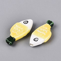 Perles de porcelaine peintes à la main en forme de poisson&nbsp;PORC-N013-06J