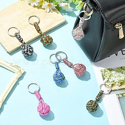 7 porte-clés rond en perles tricotées en polyester et élasthanne&nbsp;KEYC-CJ00013