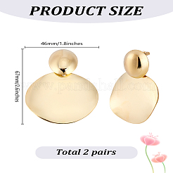 2 пара плоских круглых сережек-гвоздиков из сплава&nbsp;EJEW-LP0001-80LG