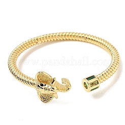 Bracciali rigidi aperti da donna in ottone con pavé di zirconi cubici a forma di elefante.&nbsp;CU-CBAE7DF-50G